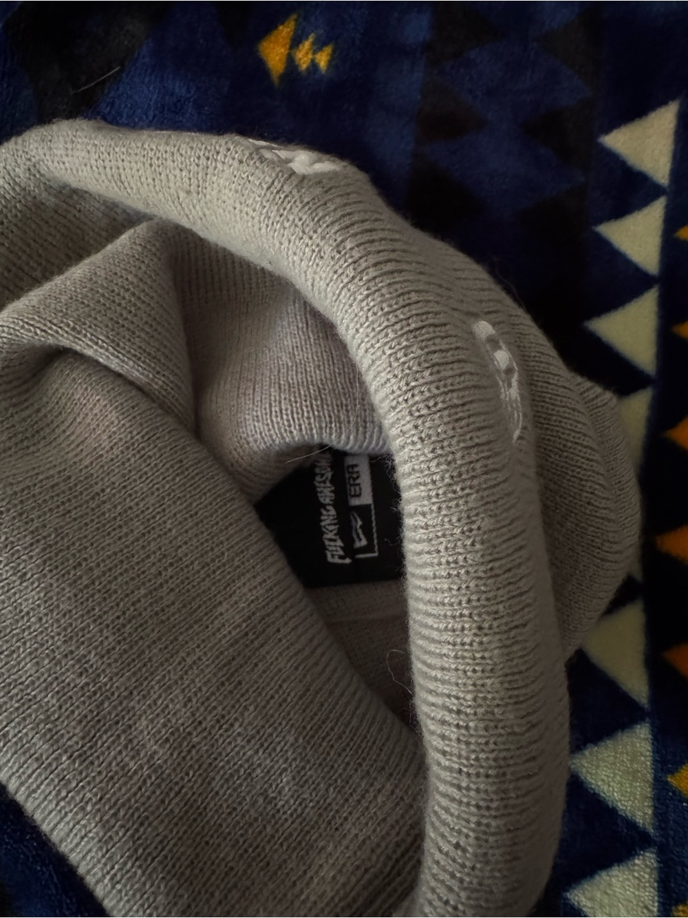 FA Light Gray Knit Cuffed Beanie with Embroidered Logo - Picture 2 of 4